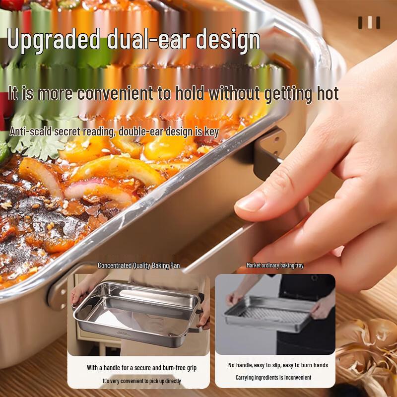 HUIHUADU 316 Stainless Steel Roasting Fish Pan with Lid