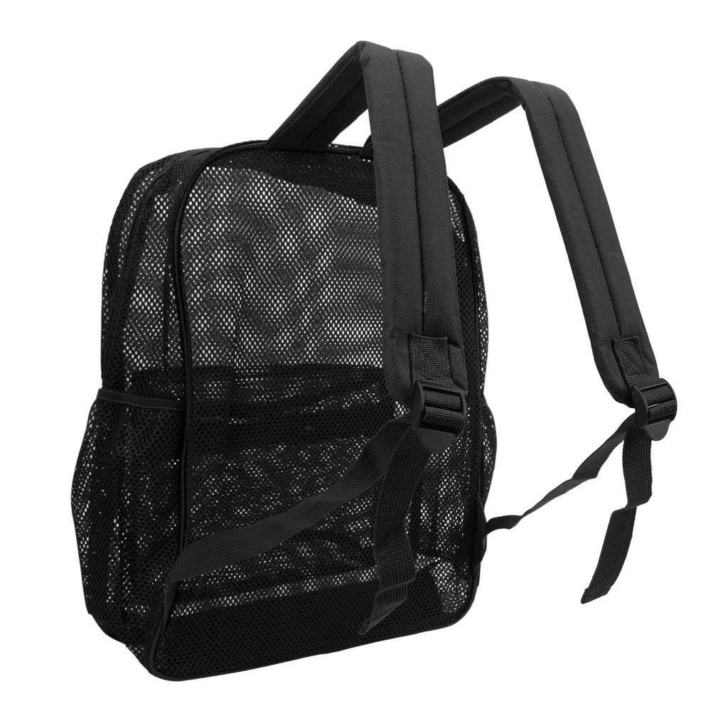 Zaino in Rete Resistente Leggero Grande Capacità Lavabile Trasparente per Nuoto Spiaggia Sport Nero