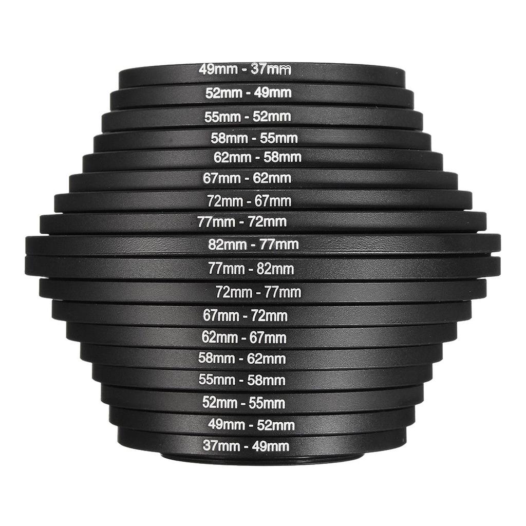 8pcs Metal Step Up Rings Camera Lens Filter Adapter 49mm-52mm 52mm-55mm 55mm-58mm 58mm-62mm 62mm-67mm 67mm-72mm 72mm-77mm 77mm-82mm Step Up Ring