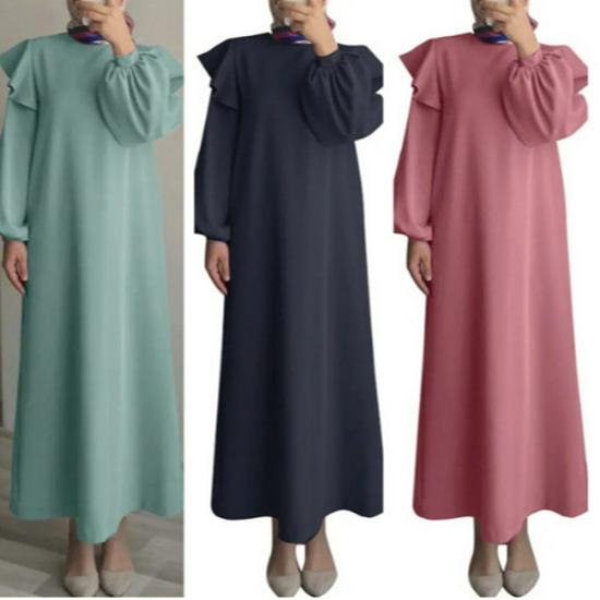 Elegant Plus Size Islamic Sundress for Women with Lantern Sleeves