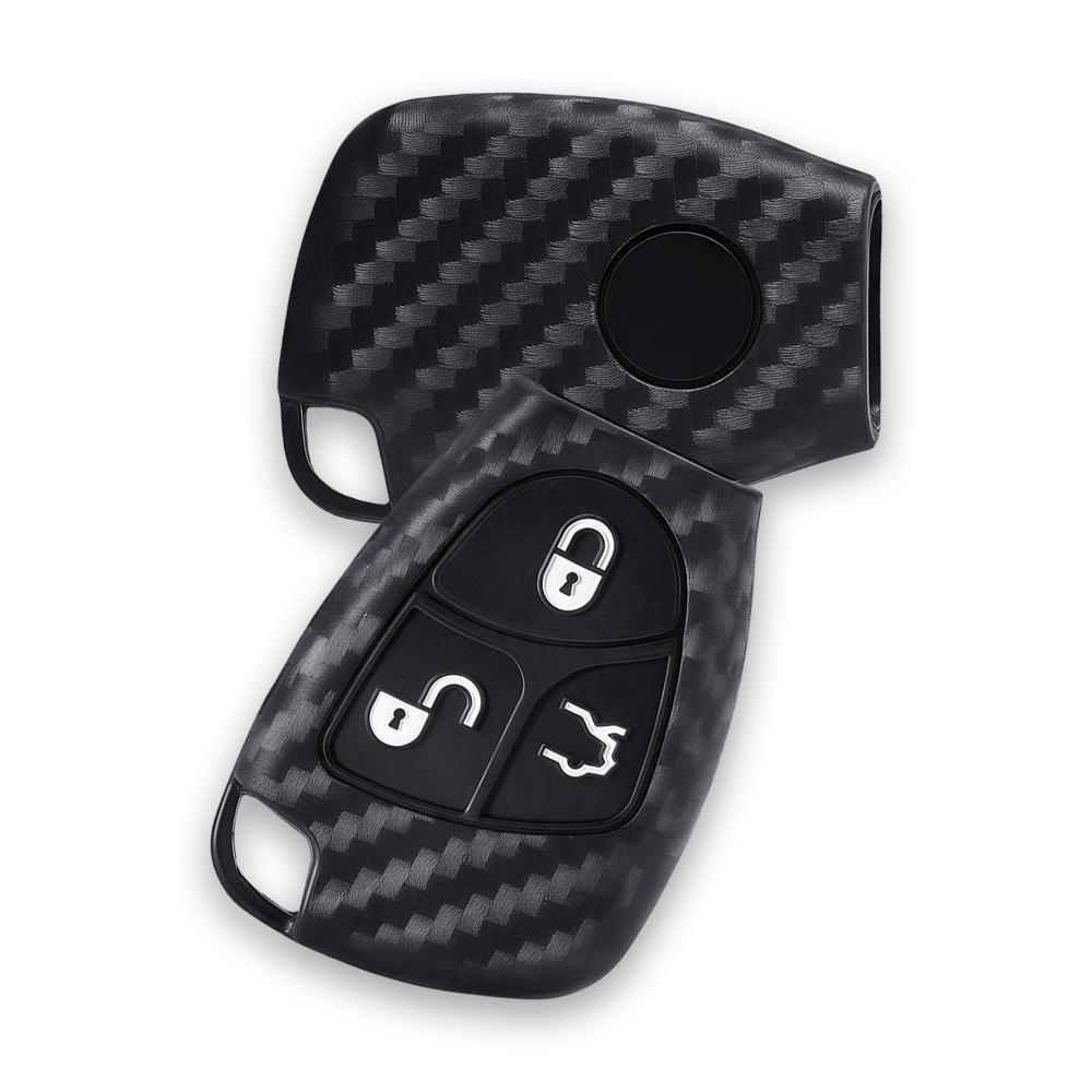 3 Button High Quality Carbon Fiber Silicone Car key cover Case For Mercedes Benz C B E Class W203 W211 W204 YU BN CLS CLK