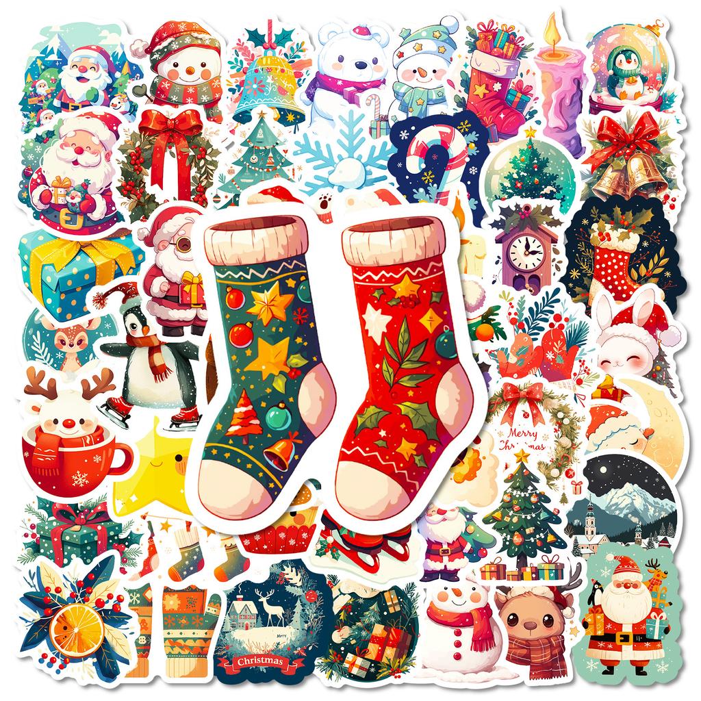 50 Christmas Cake Statues, Cartoon Cookie House Decorations, Cup, Electric Vehicle Stickers