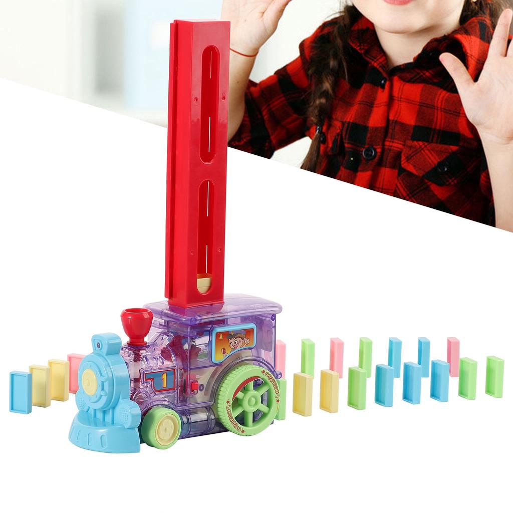 Domino Game Car Toy Set DIY Automatic Placement Domino Train Car Educational Toy80pcs Domino