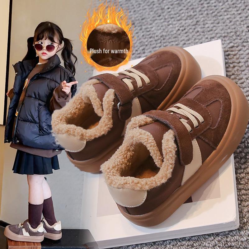 Baumwoll-Sportschuhe für Kinder: 2025 Herbst/Winter Samt, Rutschfest, Weiche Sohle, Warme Sneaker für Jungen und Mädchen.