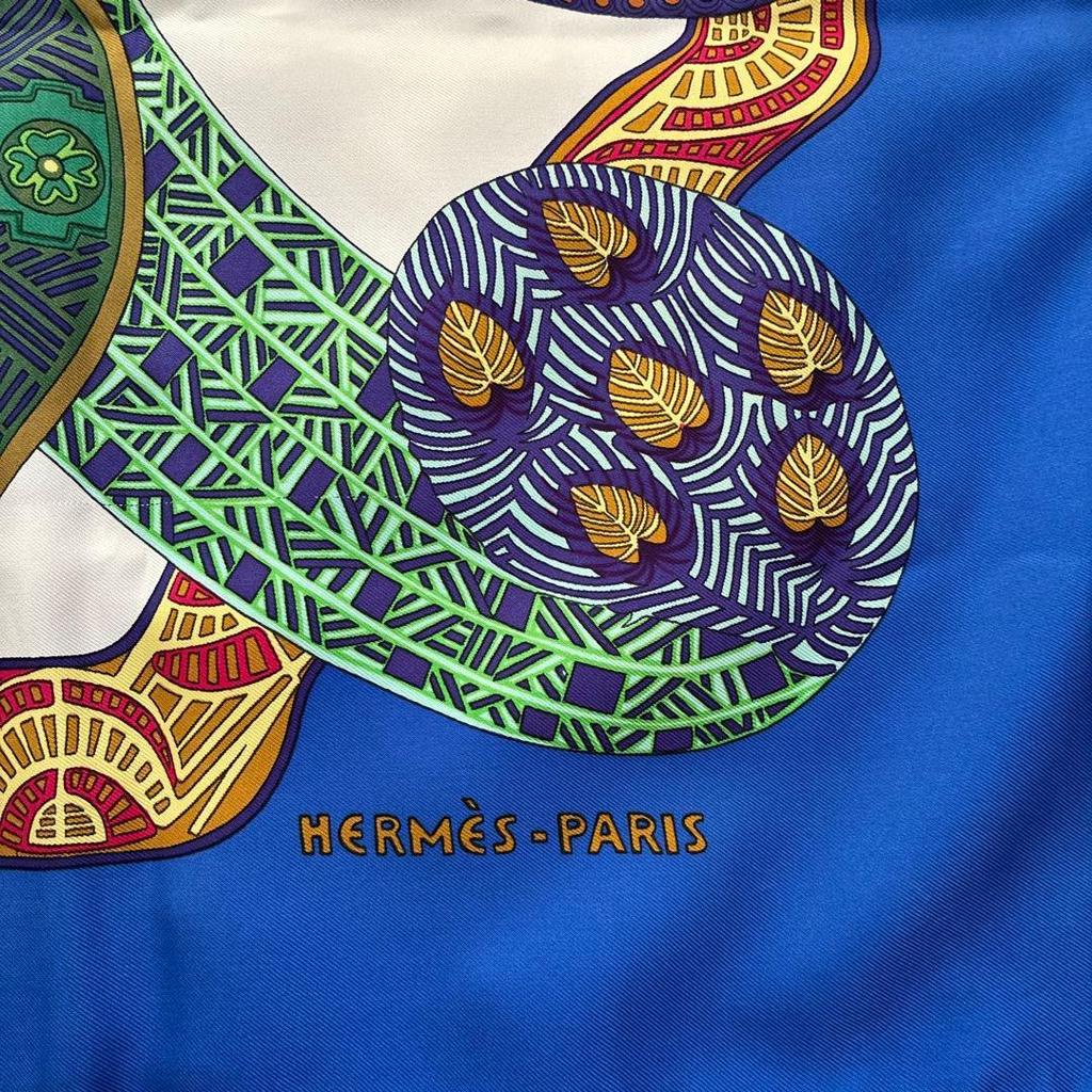 Used HERMES scarf Carr horse pattern blue