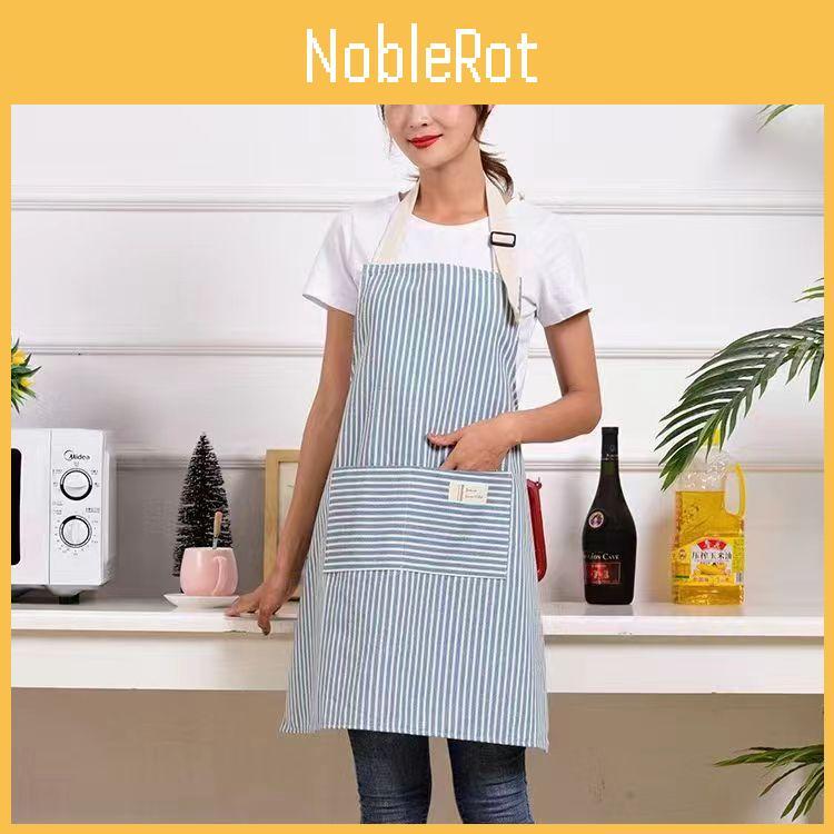 Cotton Linen Striped Apron Household Tasks Breathable Kitchens Dining Apron