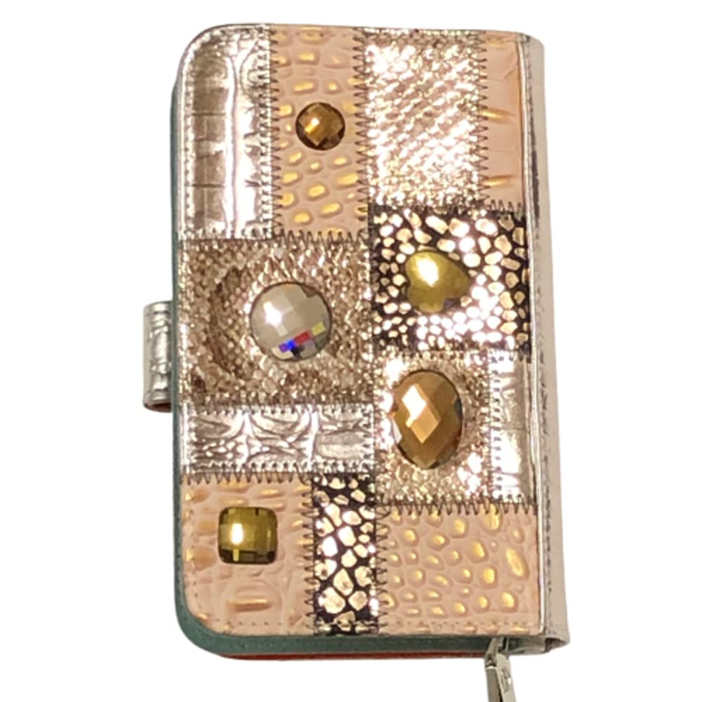 Микеланджело Итальянская кожаная складная сумка-кошелек, Пэчворк, Розовое золото, Товар