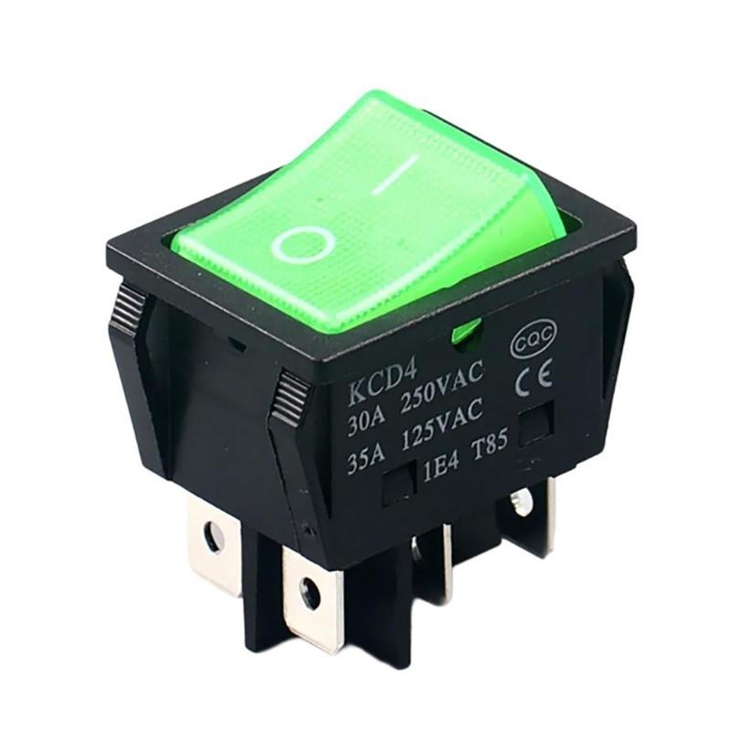 

Car Rocker Toggle Switches 30A 250VAC LED Lighted Rocker Switches 6 Pin зелений