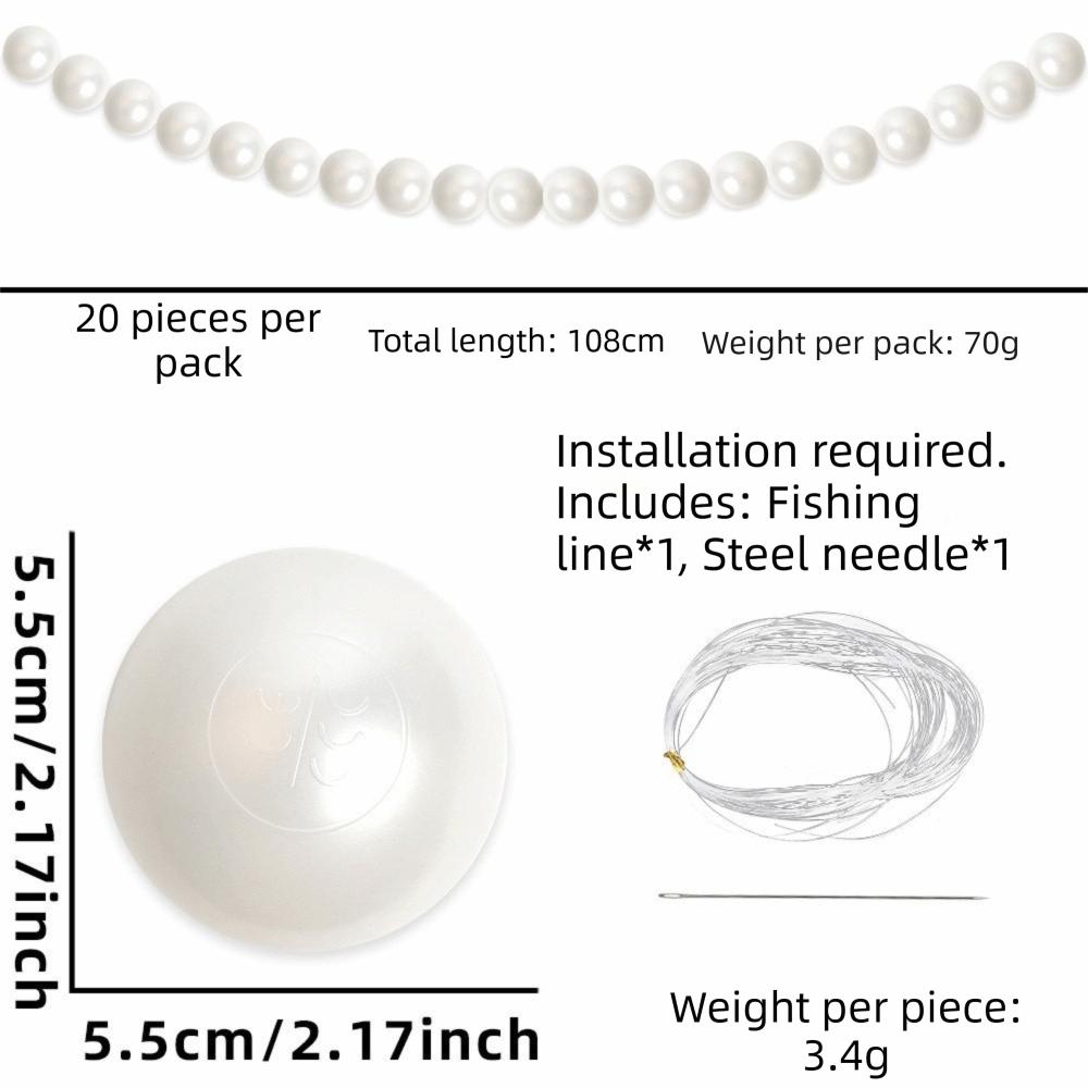 10/12/15/20pcs Plastic Beaded Garland Heart-shaped Stars White Ball Pendant Wall Decor
