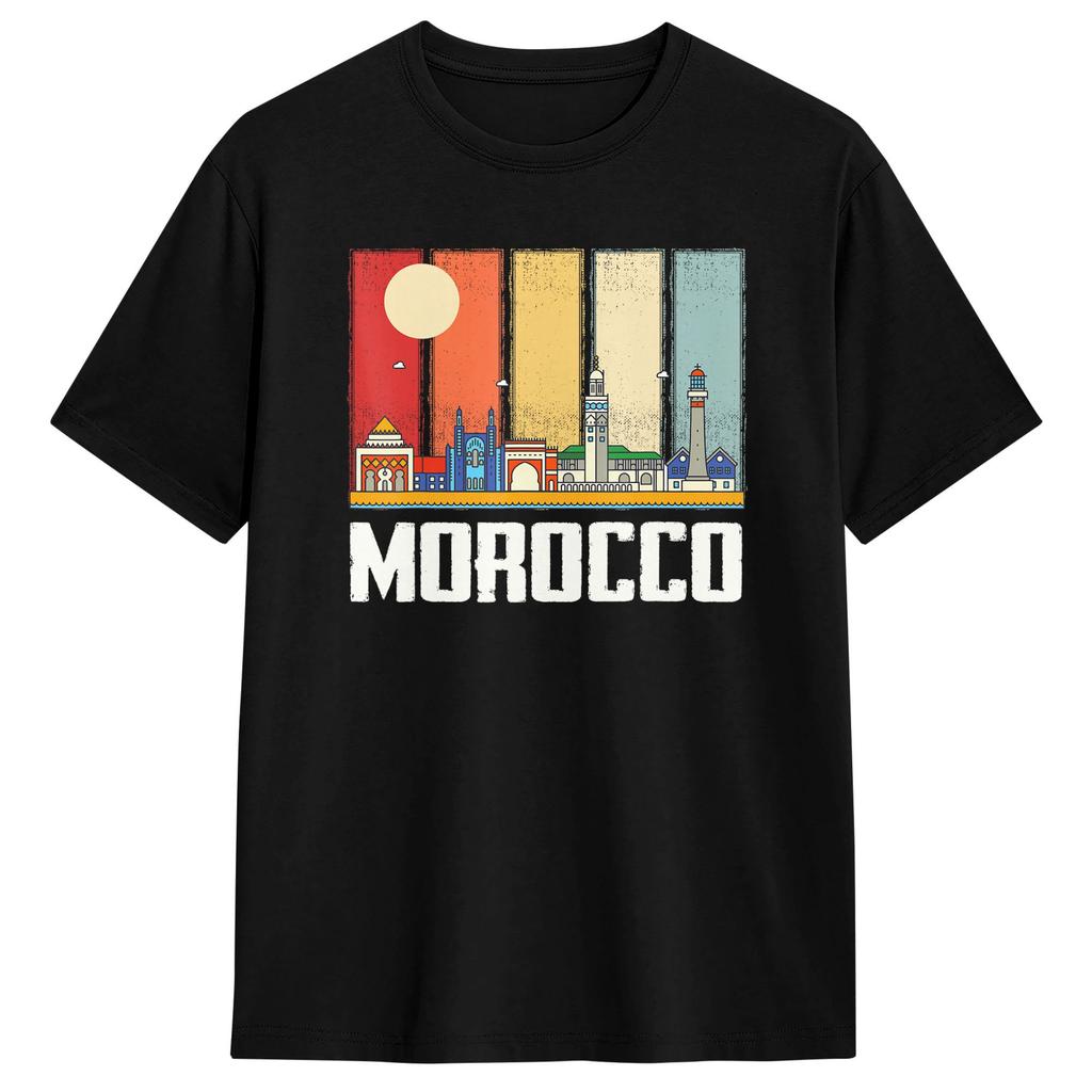 Africa Morocco Skyline Moroccans African Souvenir Gibraltar T Shirts 100 Cotton Tops Crazy Short Sleeve O Neck Tees Printing
