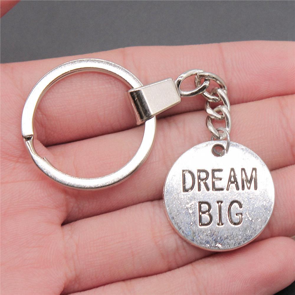 Encouragement Letter Om Yoga Tags Pendant Antique Bronze Metal Keychain with 30mm Ring for Family