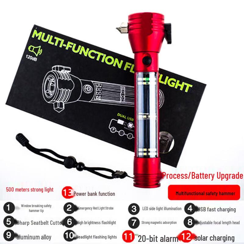 Multifunctional Emergency Safety Hammer Flashlight