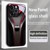Rote Karbonfaser Mit Apple-Muster Gehärtetes Glas Schwarze Handyhülle Für Samsung Galaxy S25 S24 S23 Ultra Plus FE Abdeckung