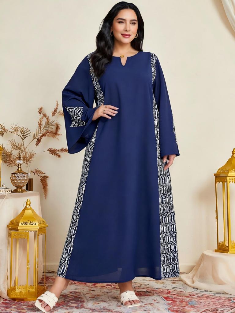 Eid al-Adha Arabic Patchwork Plus Size Party Dress