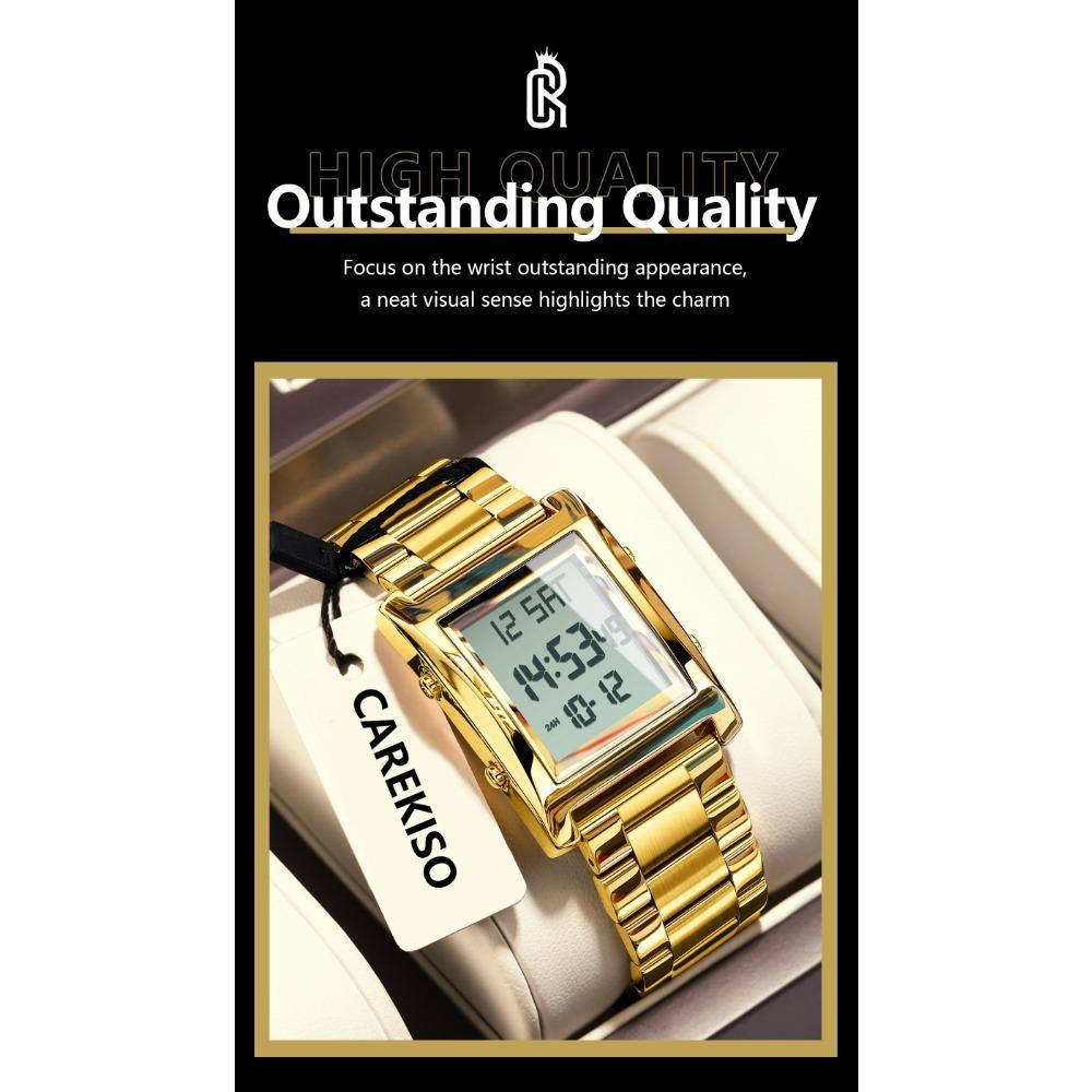 CAREKISO Luxury Brand Men Watch Waterproof LED Week Date Alarm Man Wristwatch Stainless Steel Fashion Electronic Watches For Men