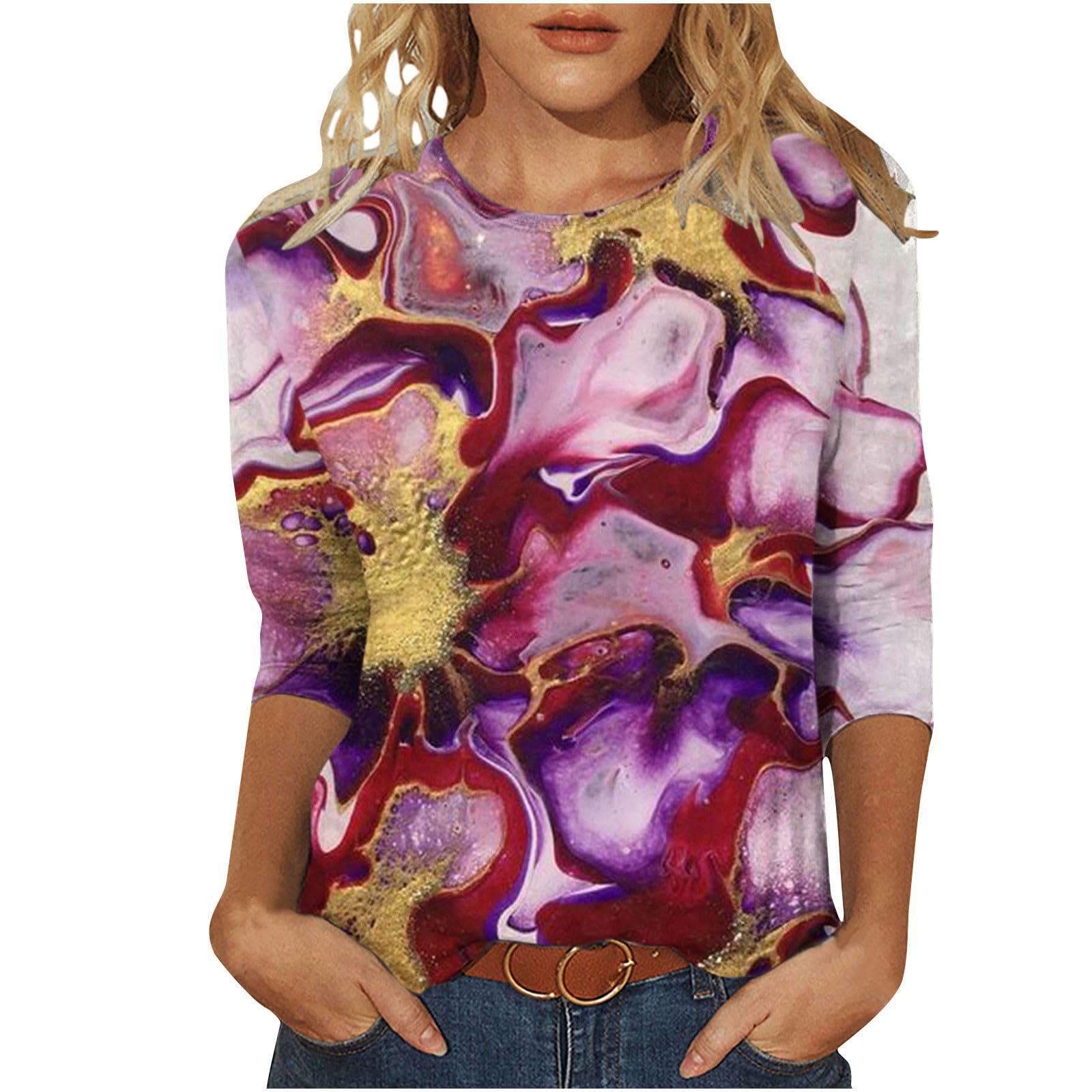 

Женская футболка с 3D-принтом листьев и бабочек, модная, с длинным рукавом, с круглым вырезом, обычного кроя, для праздничных выходных, весны и осени XL