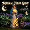 Christliche Gartendekoration mit beleuchteten Rosen, Outdoor Harz Maria-Ornament, Handgefertigte leuchtende Maria-Statue für Muttertagsgeschenke