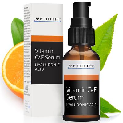 YEOUTH Vitamina C Serum 30ml soro facial de vitamina C com vitamina E e ácido hialurônico O soro de vitamina C para o rosto pode ser combinado com retinol Soro e