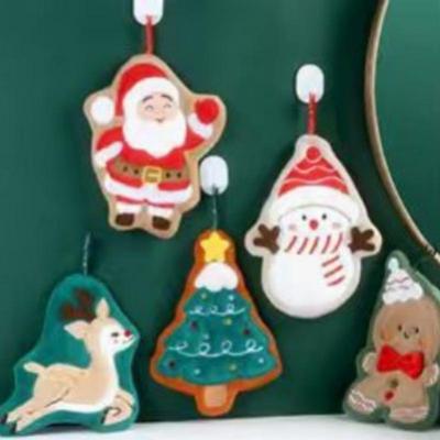 Mercan Polar Noel Noel Baba El Havluları Su Emici Hızlı Kuruyan El Havlusu Noel Ağacı Çan Mutfak Banyo