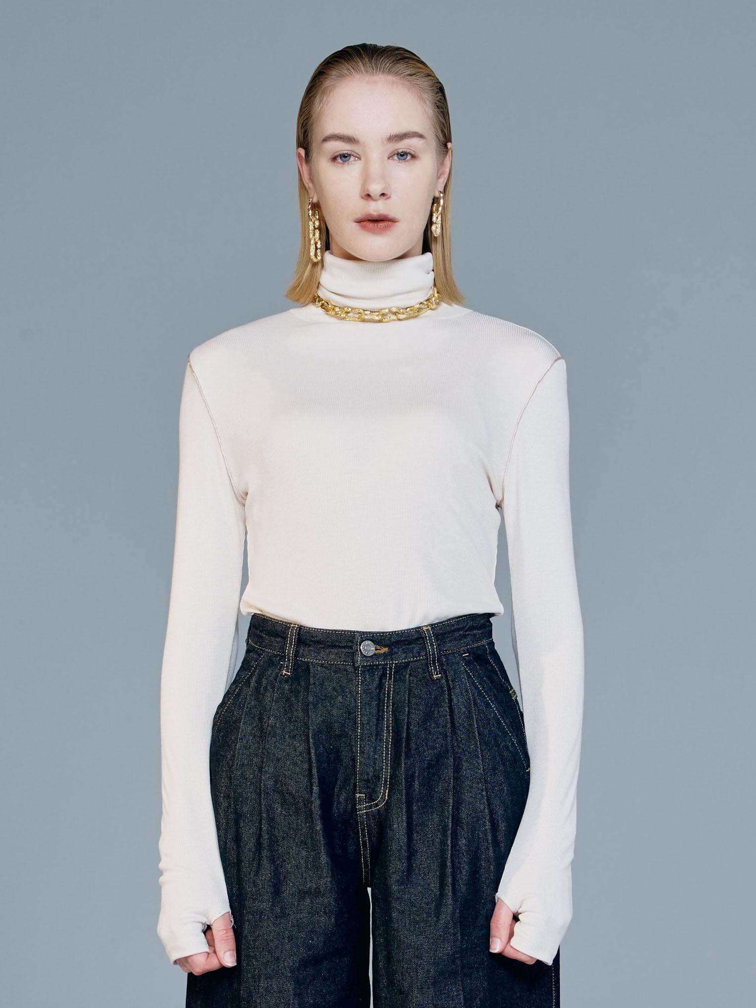 Dilettantism Piping Turtleneck Knit Ivory