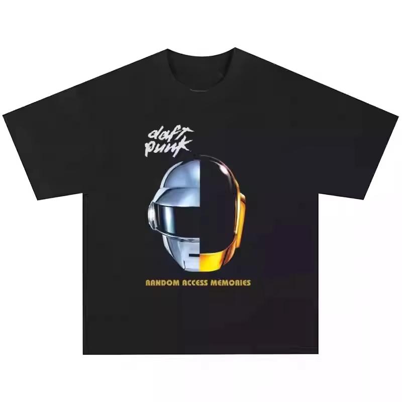 

Футболка Daft Punk Мужская Женская Хлопковые Футболки Короткий Рукав Ретро Принт Группы Daft Punk Футболка Мужская Хип-Хоп Уличная Одежда Оверсайз Топ XXXL