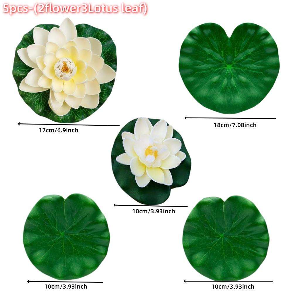 5/7pcs, Artificial Lotus, Realistic Water Floating Foam Lotus, Fake Water Lily Leaves, Home Garden Yard Pond, Home Decor