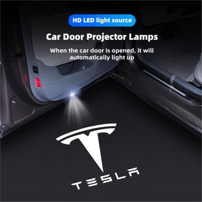 LED Car Door HD Laser Projector Lights Door Welcome Lamp For Model 3 Y S X Cybertruck Juguete Roadster Coil Bonina SpaceX