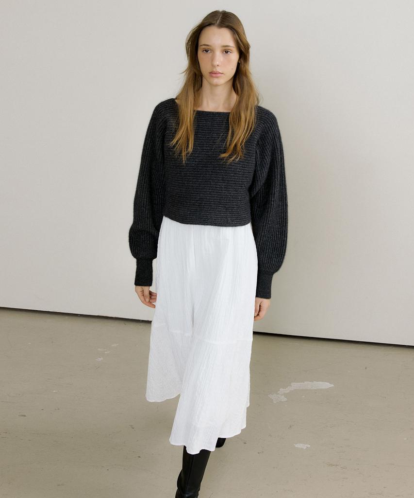 OCTETTE Raccoon Boat Neck Pullover Knit_3Color