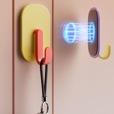 4Pcs Plastic Magnetic Hook Wall Hanging Decorative Refrigerator Magnets Hooks Reusable Key Towel Storage Holder for Home