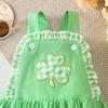 2025 Summer Infant & Toddler Lace Suspender Romper with Clover Embroidery