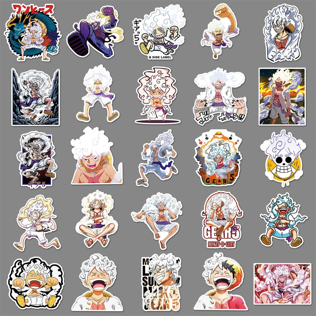 50 Five-level Luffy Graffiti Stickers Cartoon Japanese Comic One Piece Decoration Decorative Water Cup Mobile Phone Case Stickers