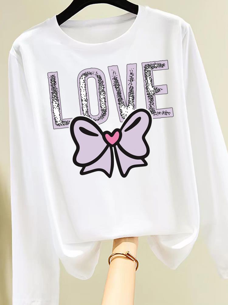 (Asian Size) letter love trend Clothing Women Graphic Tee o-neck Print T Shirt Casual autumn winter spring Fashion Top Long Sleeve T-shirts