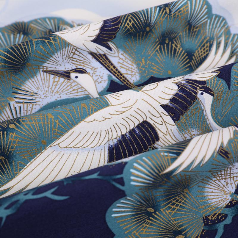 

100*145 см Бронзова бавовняна тканина з принтом у японському стилі Тканина з візерунком «Сосновий журавель» для кімоно Аксесуари ручної роботи своїми руками