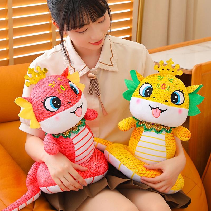 Chinese New Year Mascot Traditional Cartoon Snake Plush Doll Pendant Yellow Green Red Snake Python Plush Toy Home Decor
