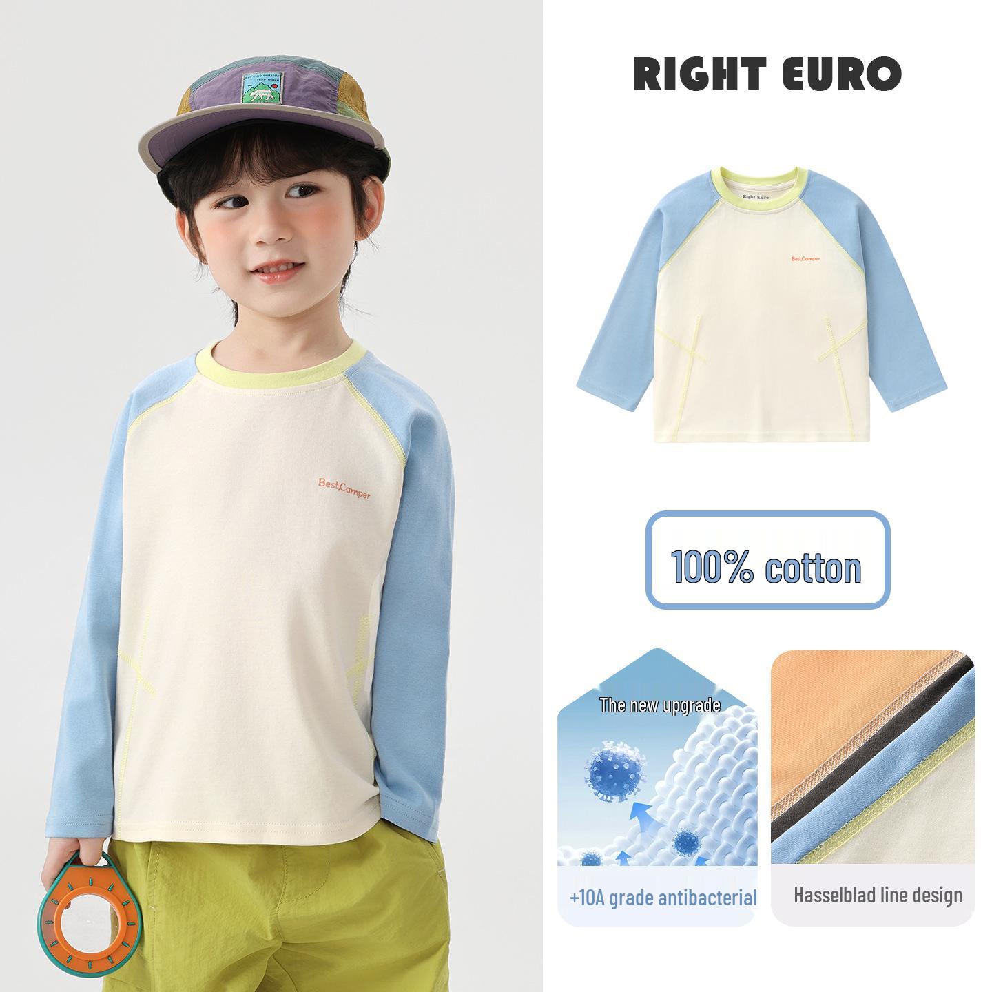 European Boy s Pure Cotton Long-Sleeve T-shirt - 2026 Spring Trendy Baby Toddler Top 90 cm