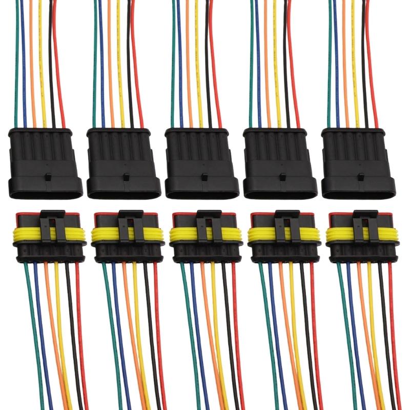 5Pcs Automotive Connector Male Female Electrical Connector Plugs with Wire for Car Truck Boats Other Wire Connection