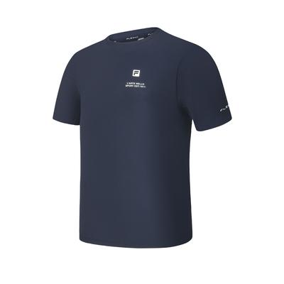 Printed Letter Slim Fit Sports Knit Crew Neck Short Sleeve T-Shirt Men Tops Royal-Blue A11M421121FNV