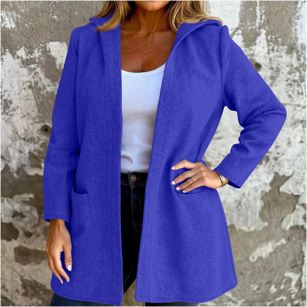 Women's Fashion Casual Hooded  Long-Sleeve Solid Jacket