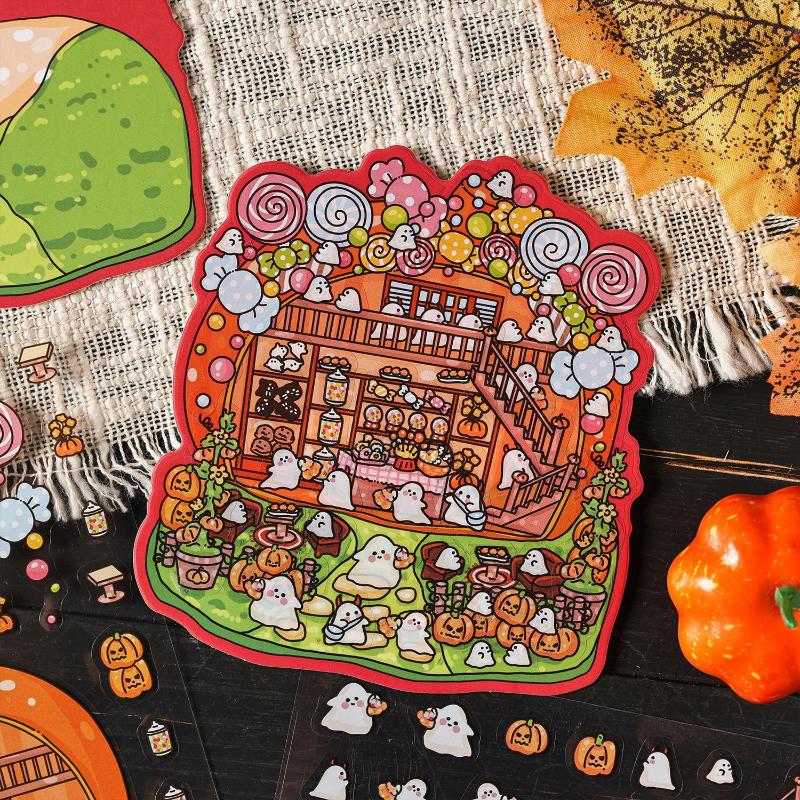 Cartoon Exquisite Halloween Three-Dimensional DIY Decoration Stickers Landscaping Handbook Stickers Cute Creative Stickers