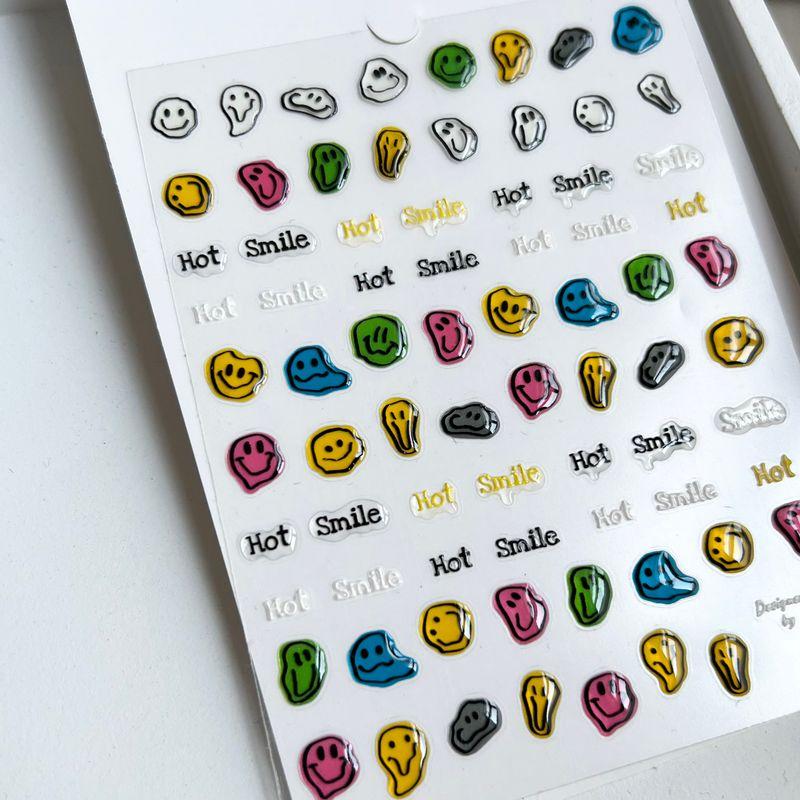 

INS Jelly Melting Smiley Face Twisted Expression Nail Stickers Fun Colorful Nail Sticker Boys and Girls Same Style Jelly twisted expression