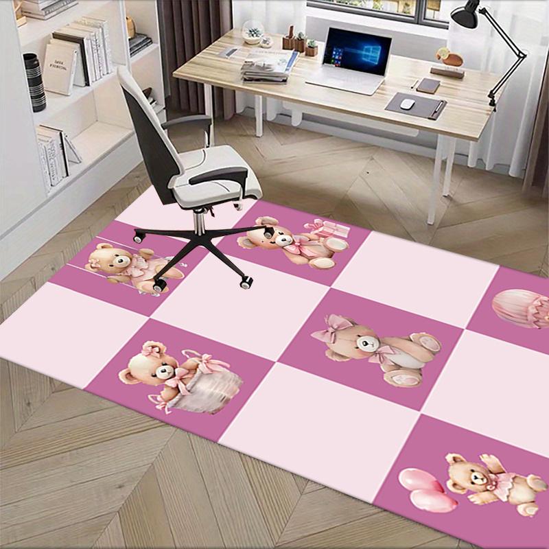 Pink Teddy Bear Chair Mat Office Carpet, Oversized Rug for Home Decor, Sofa Mat, Desk Pad, Gift Idea, Living Room, Bedroom, Various Rooms