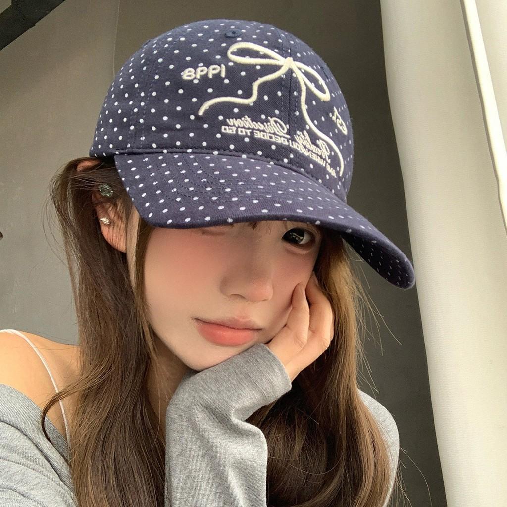 Spring Summer Cotton Baseball Cap With Embroidered Butterfly Knot Design For Women