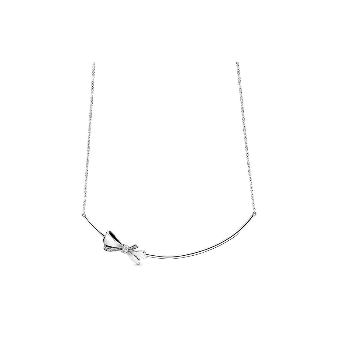 Pandora Gorgeous Bow 925 Silver Necklace Women necklace 397233CZ Silver