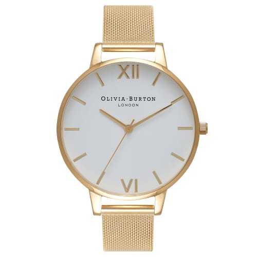 

OLIVIA BURTON Women s Watch OB15BD84 White Dial Gold Mesh Watch
