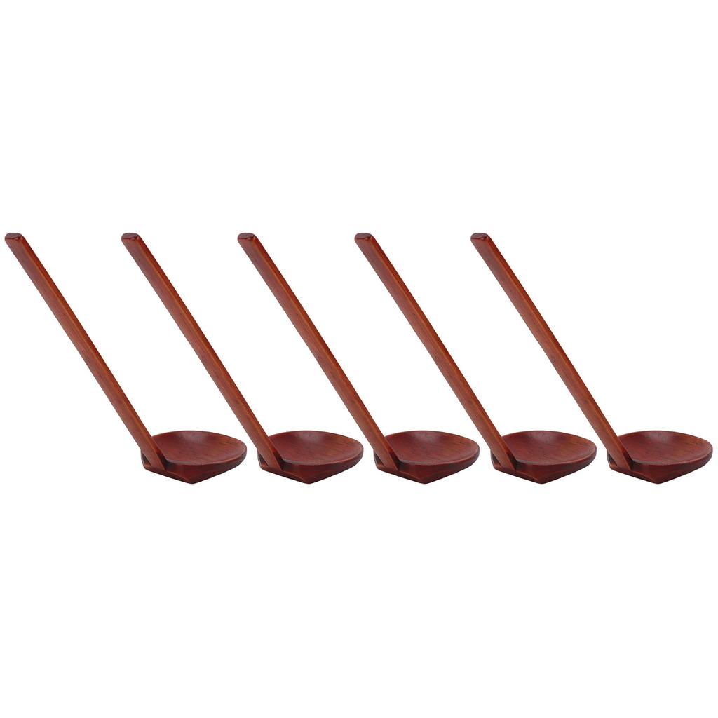5Pcs Wooden Spoons Sturdy Handle Hand Polished Smoother Light Weight Japanese Tortoise Shell Spoon for Restaurant
