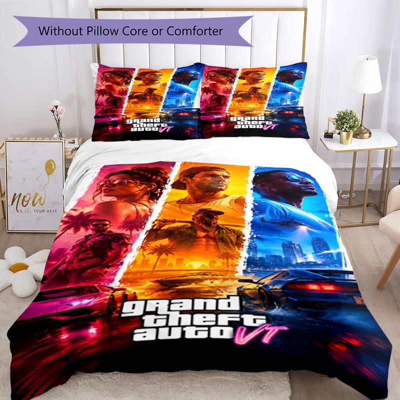 Ensemble de housse de couette Grand Theft Auto Parfait pour les chambres Lavable en machine Cadeau parfait pour les amis la famille