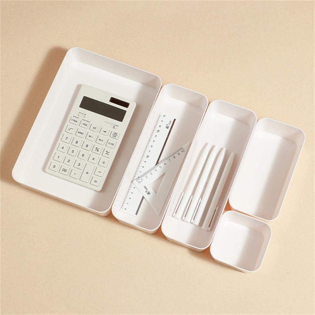 4pc/1set Drawer Storage Box, Household Desk Built-in Finishing Box, Student Dormitory Desktop Cosmetic Stationery Divider Box