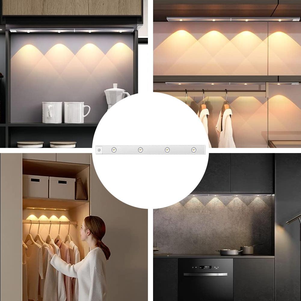 Under Cabinet Light LED Motion Sensor Light 3 Color Dimmable Rechargeable Closet Light Dimming Hill Light for Stairway Corridor