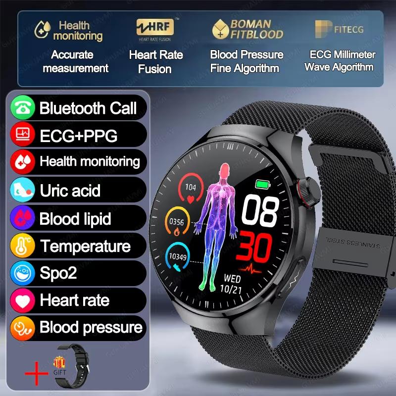 2025 Neue Präzise Blutfette Harnsäure Smartwatch Für Männer EKG+PPG Uhr Outdoor Sport Bluetooth Anruf Gesundheit Smartwatches
