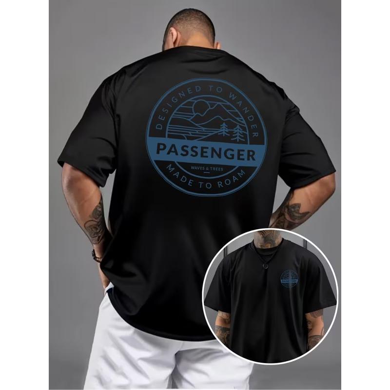 

Men S Fashionable Round Neck Short-Sleeve Tee Showcasing The Word PASSENGER , Perfect for Gifting 4XL чорний